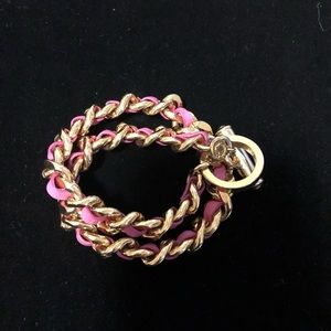 C. Wonder Pink Leather Double Wrap Bracelet